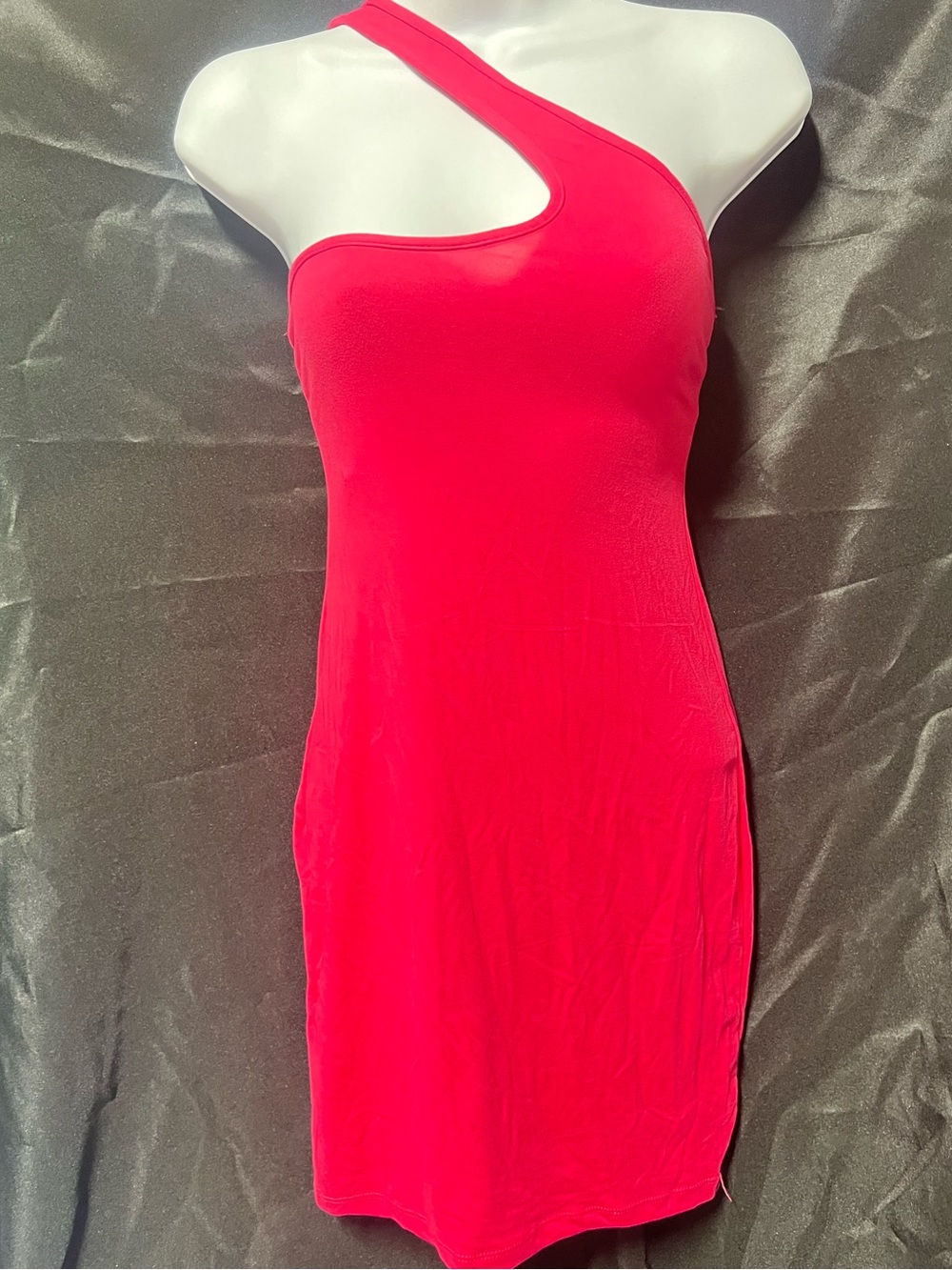 Asymmetric One-Shoulder Hot Pink Bodycon Dress